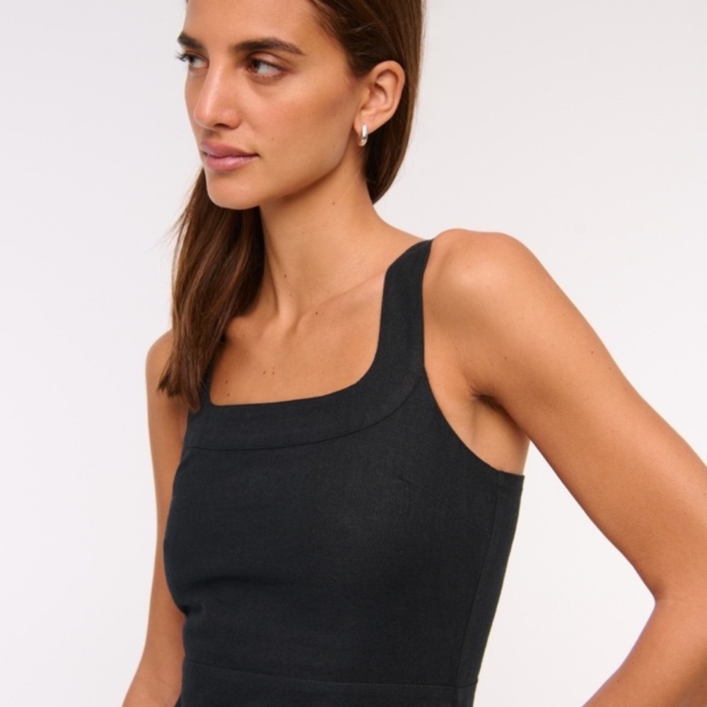 Abercrombie Black Linen-Blend Mini Dress - Picture 4 of 15